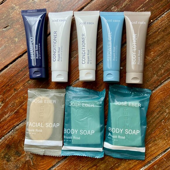 Lot of 8 JOSE EBER Royale Rose Shampoo Soap Hair Conditioner Body Wash Travel - Picture 1 of 4